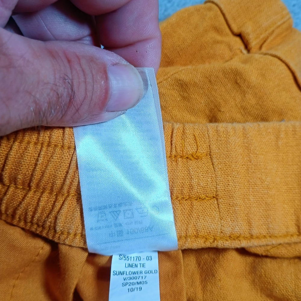 Old Navy Womens Linen Blend Shorts Mustard Yellow Small Drawstring Pocket - Picture 10 of 13